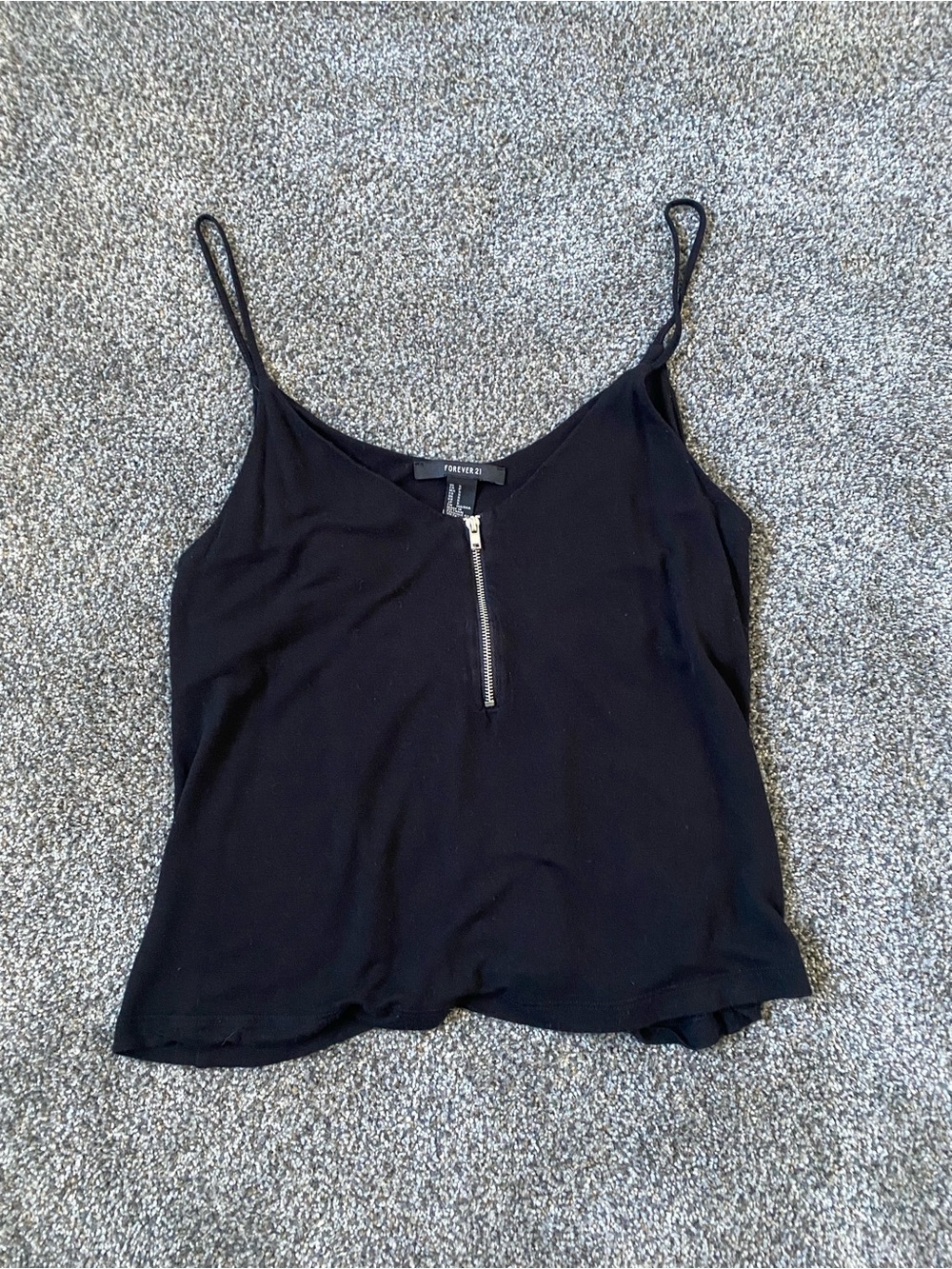 Forever 21 Black Zip-Front Spaghetti Strap Cami
